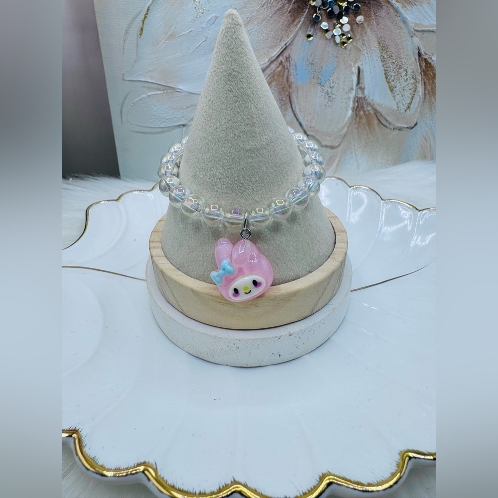 My Melody Charm Clear Beaded Bracelet